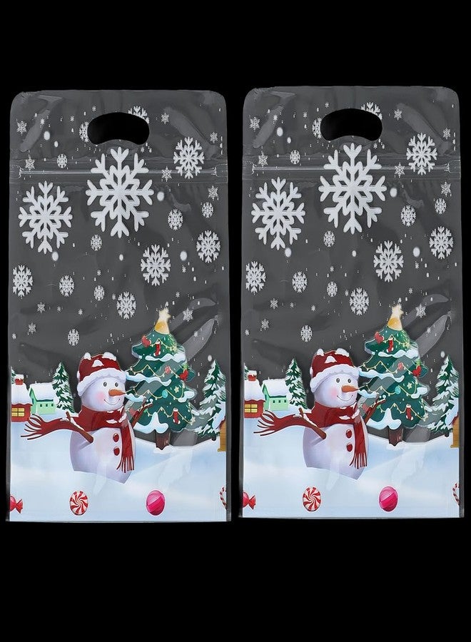 SOFPLATE 50Pcs 8.9 x 6.1 Inch Christmas Ziplock Bags Bulk Candy Zip Lock Bags PET Plastic Small Resealable Colorful Snowman Self Sealing Pouches for Christmas Candy Cookie Party Favors Gifts Packaging - Image 1
